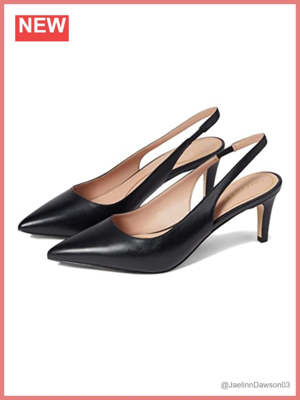 Women's Leather Slingback Pump 65mm Heel Comfort Work Shoe Stiletto Round Toe
